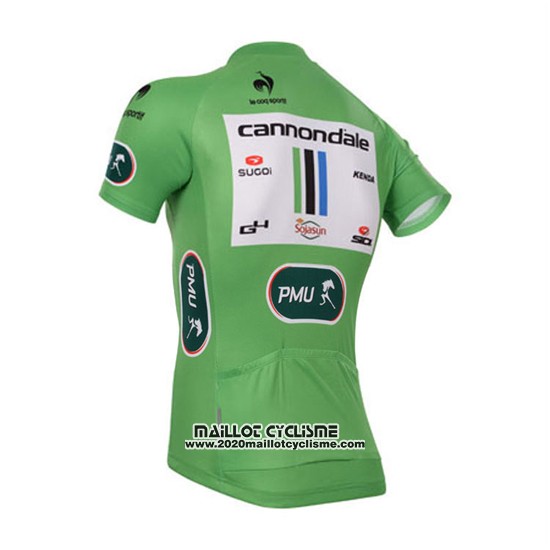 2013 Maillot Ciclismo Cannondale Lider Vert et Blanc Manches Courtes et Cuissard